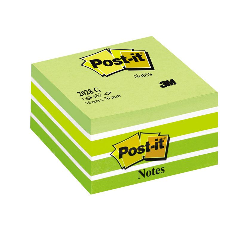 Piezīmju līmlapiņu kubs Post-it Aquarelle, 76x76mm, zaļā krāsā (100-00915)
