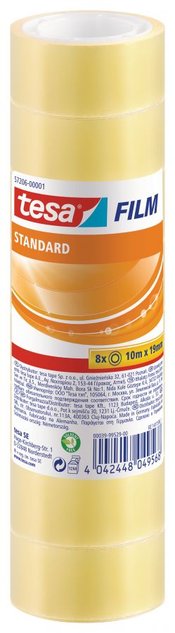Pašlīmējoša lente tesafilm® Standard, caurspīdīga, 8