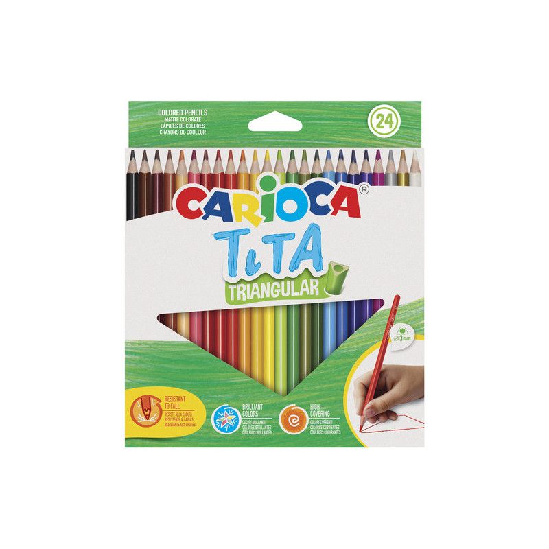 Krāsainie zīmuļi CARIOCA TITA, trīsstūrveida, 24gab (200-13633)