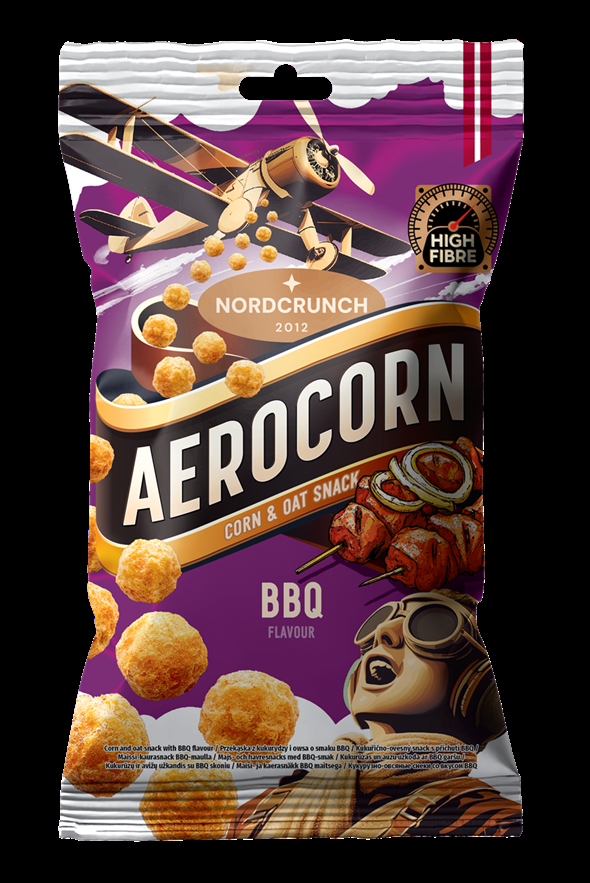 Aerocorn kukurūzas un auzu uzkoda ar BBQ garšu 25g (450-27886)