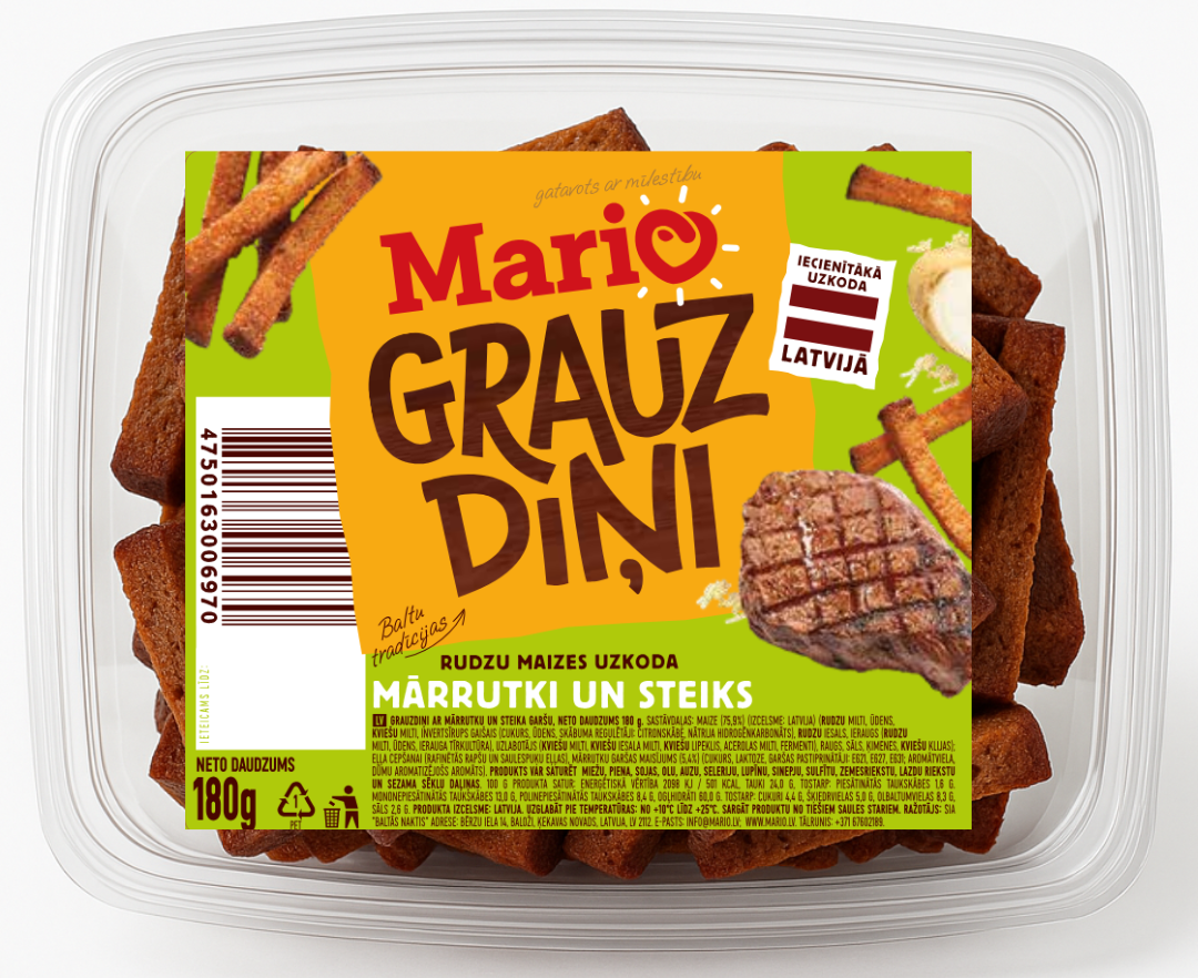 Grauzdiņi MARIO, ar mārrutku un steika
