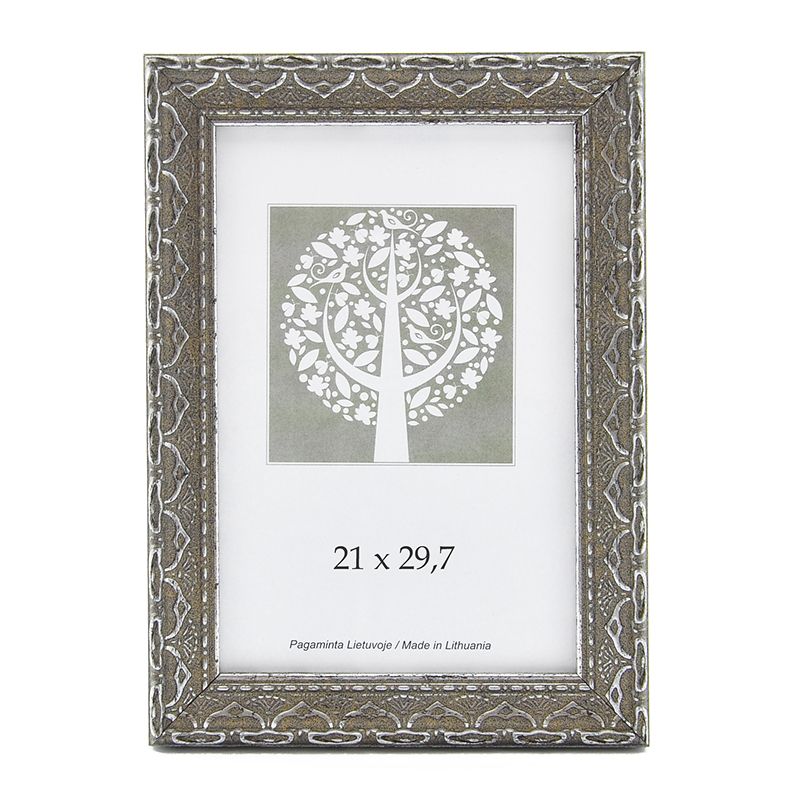 Foto rāmis, plastmasas, A4, 21x29,7 cm, pelēkā krāsā ar ornamentu (200-11384)