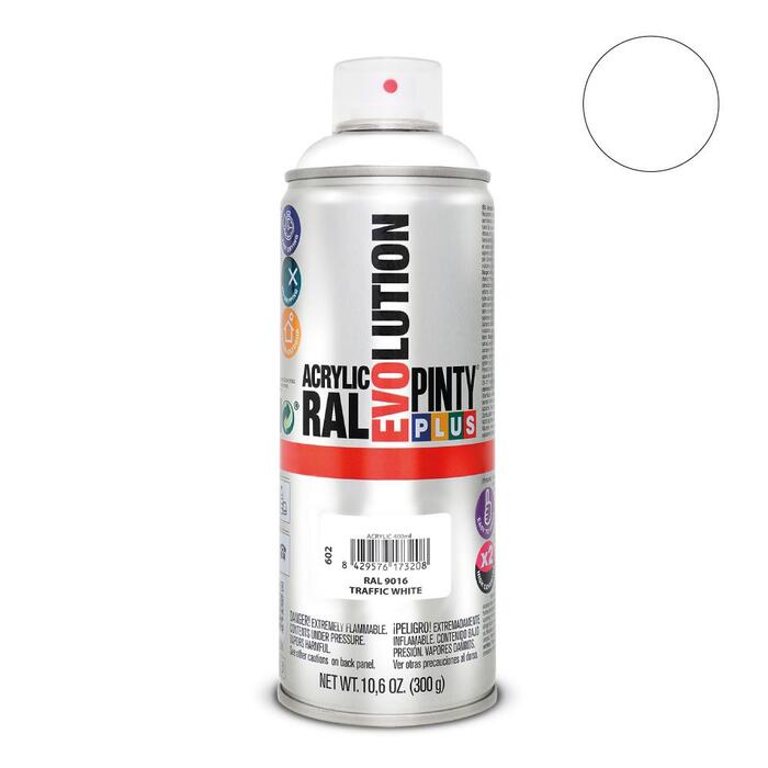 Akrila krāsa aerosolā balta RAL 9016 Evolution PintyPlus 400ml (9016EV)