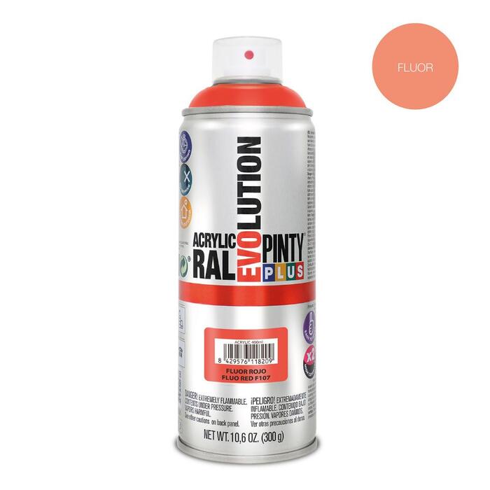 Akrila krāsa aerosolā fluorescējoša sarkana Evolution