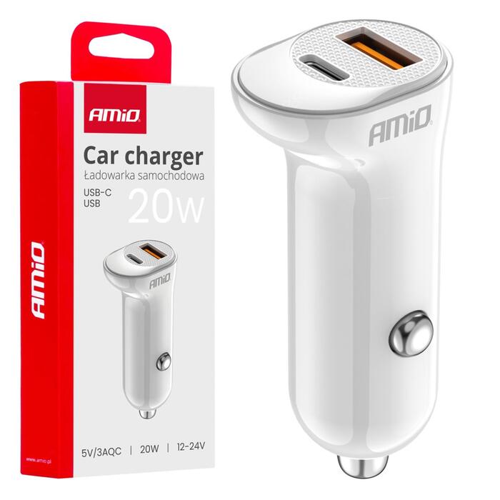 Automašīnas ligzdas Lādētājs USB-A+ USB-C 20W