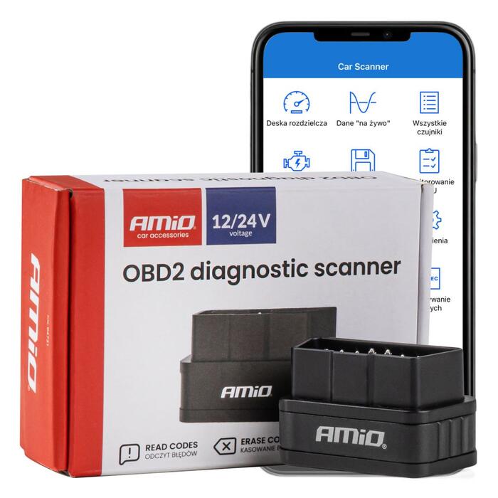 OBD2 diagnostikas skeneris 12/24V AMIO-04731 (04731m)