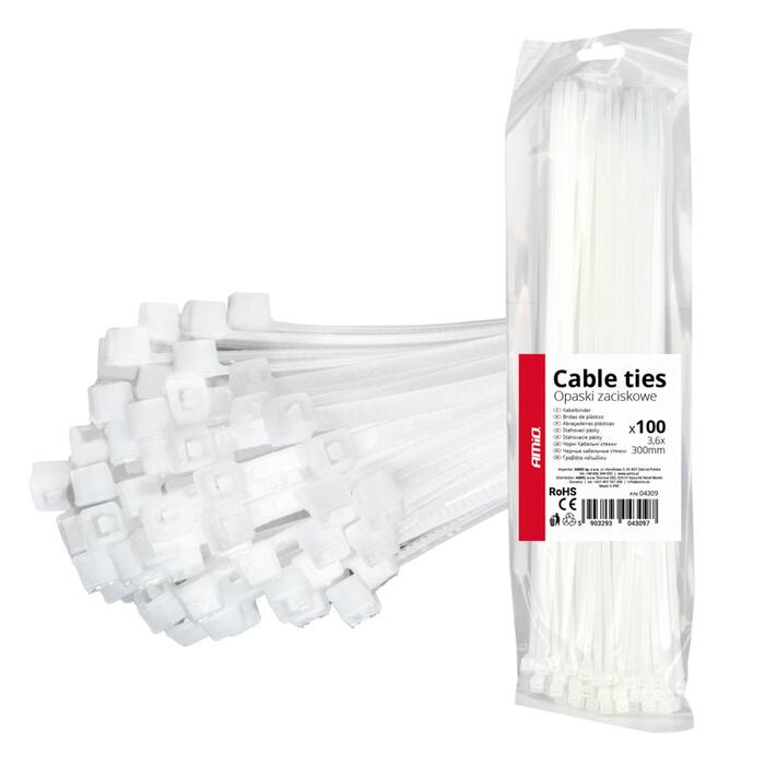 Plastmasas savilcēji balti 3.6×300mm 100