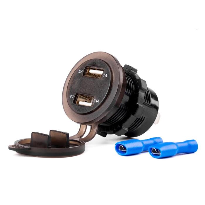 AMiO Ūdensdrošs USB lādētājs voltometer 2xUSB