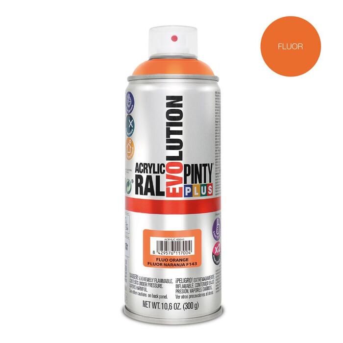 Akrila krāsa aerosolā fluorescējoša oranža Evolution
