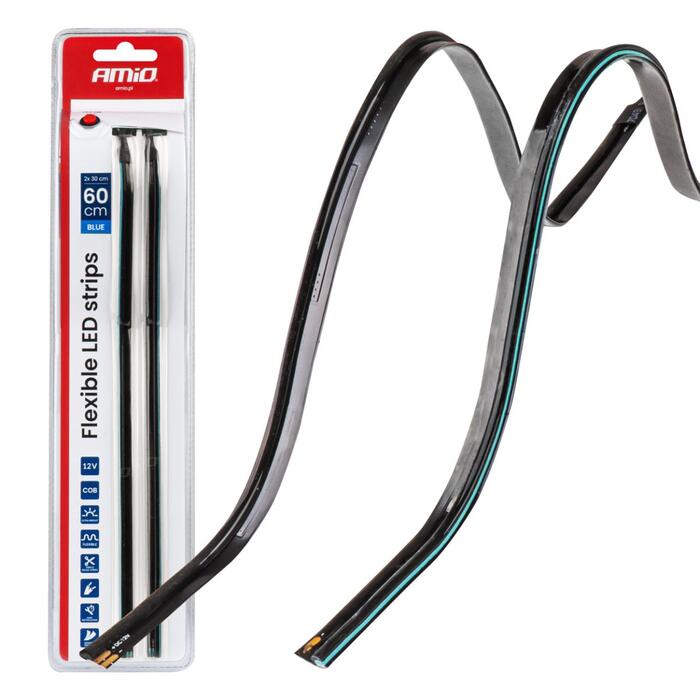 Elastīgas LED sānu lentes, zilas 2x30cm