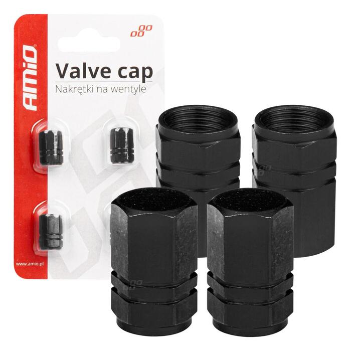 Alimīnija auto ventiļu vāciņi micītes black 4 pcs (02237)
