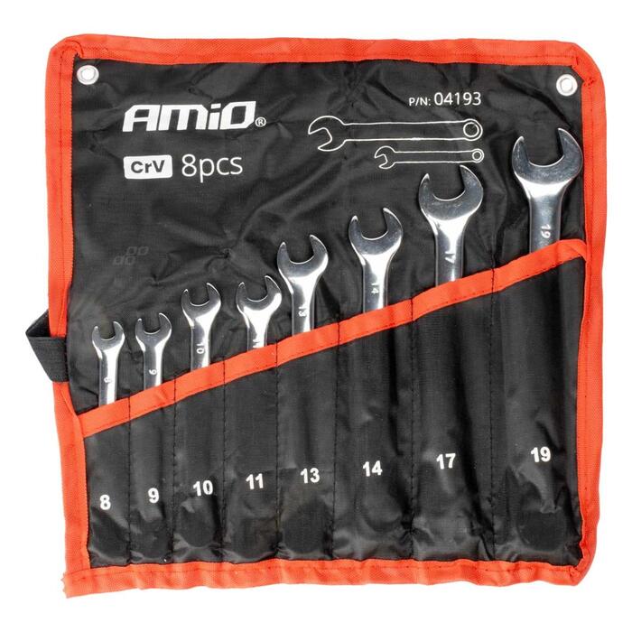 Atslēgu komplekts 8-19 mm 8 gab.  AMIO-04193 (04193)