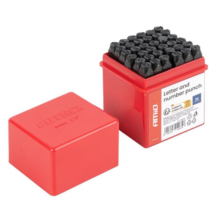 Letter and number punch 6mm 1/4" 36el. AMIO-04935 (04935)