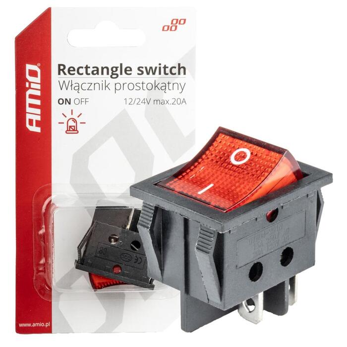 AMiO Slēdzis 12V/230V (with red light)
