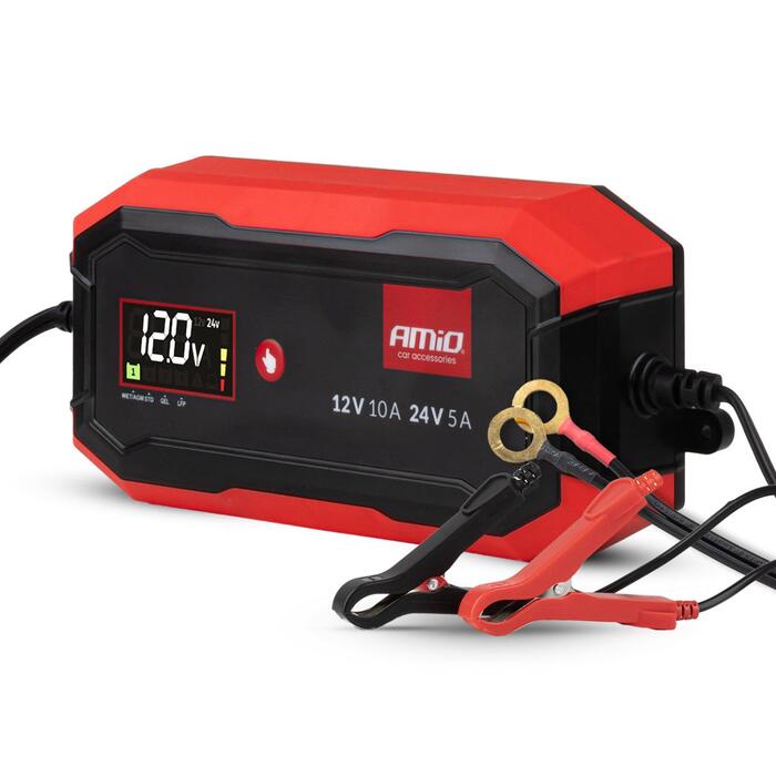 Akumulatora lādētājs AGM GEL STD LiFePo4 MAX 10A 12/24V PRO AMIO-04528 (04528)