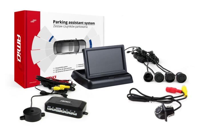 Auto parkošanās sensors TFT02 4,3" with HD-305-LED 4 sensors black (02688)