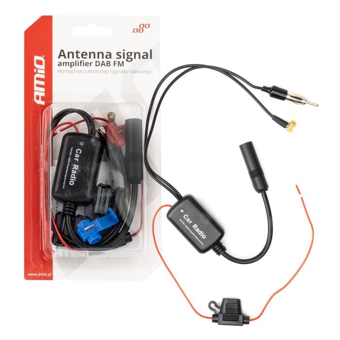 Antenas signāla pastiprinātājs 12V DAB FM AMIO-04134 (04134)