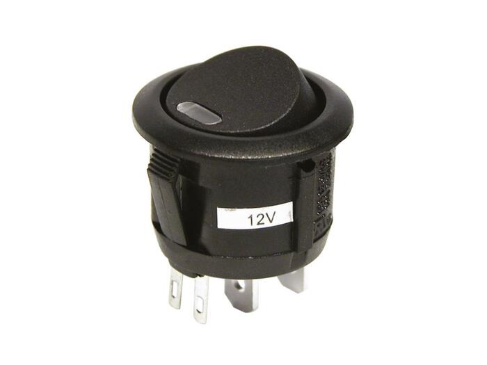 Apaļš slēdzis LED melns 12V 20A