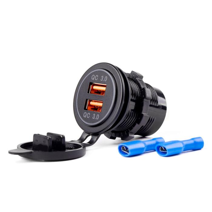 AMiO Ūdensdrošs USB lādētājs 2xUSB 12/24V