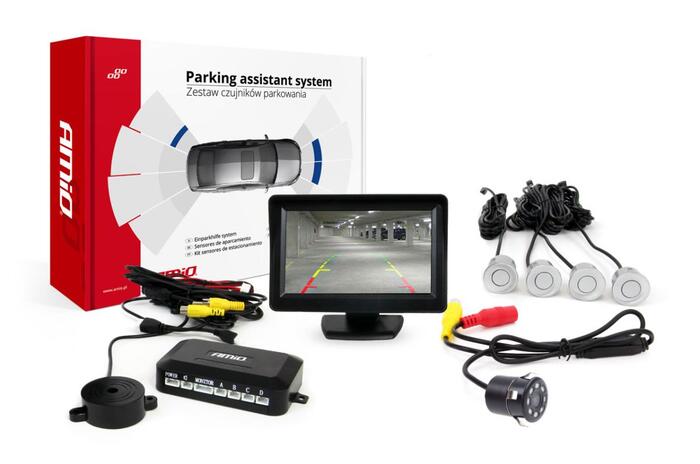 Auto parkošanās sensors TFT01 4,3" with HD-307-IR 4 sensors silver (02266)