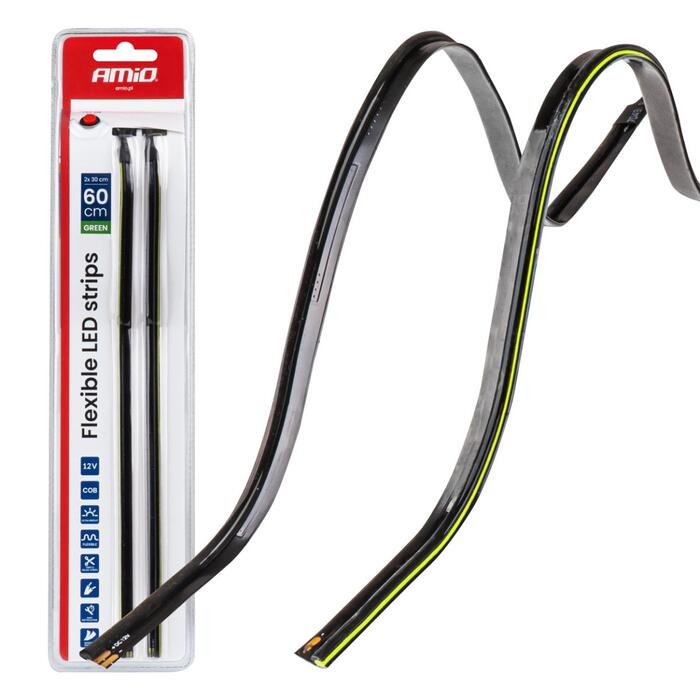 Elastīgas LED sānu lentes, zaļas 2x30cm