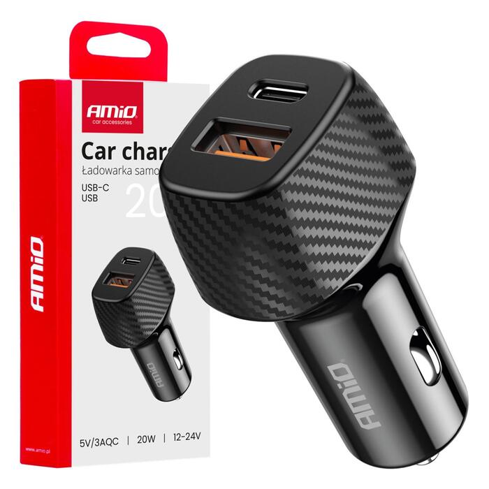 Auto USB lādētājs QC+PD 20W USB-A