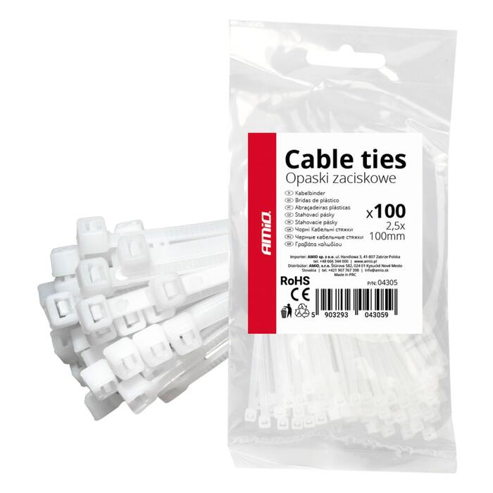 Plastmasas savilcēji balti 2.5×100mm 100