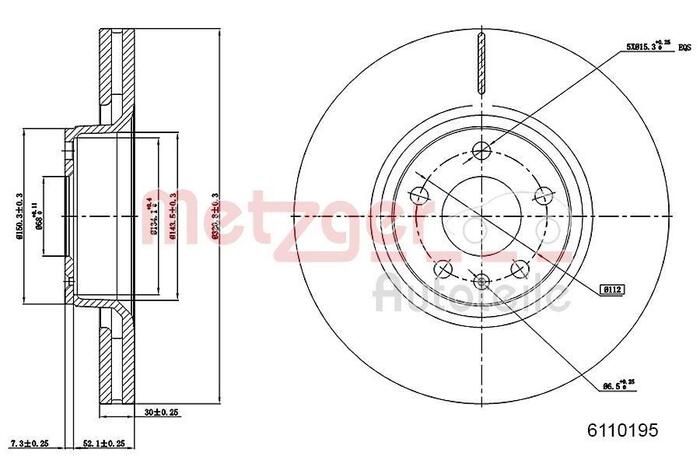 METZGER 6110195 Bremžu diski AUDI A8