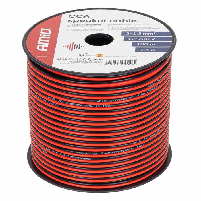 CCA skaļruņu kabelis 2x1.5mm2 100m 7.5A AMIO-04459 (04459)