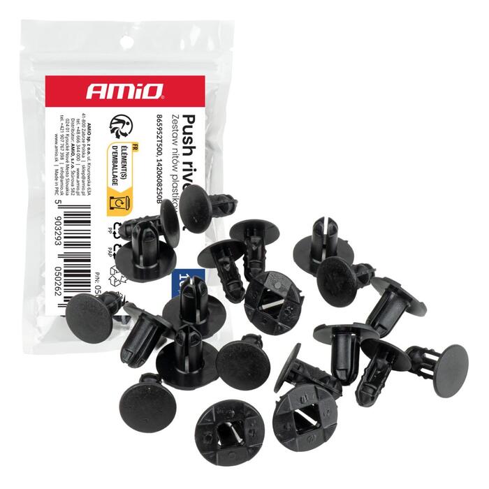 Plastmasas kniedes komplekts, 10 pcs. AMIO-05026