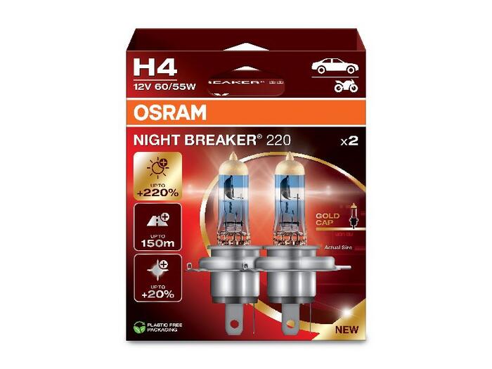 OSRAM spuldze H4 60/55W 12V +220%