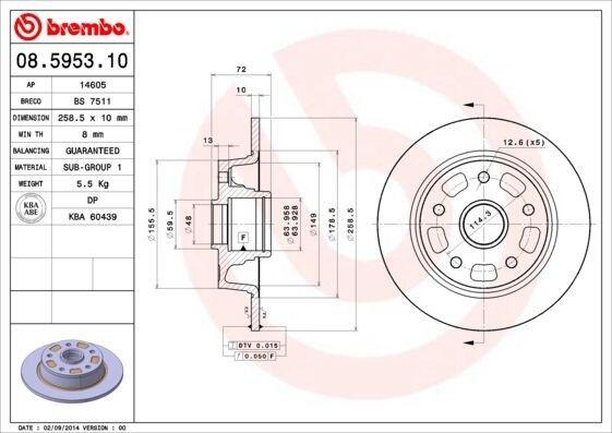 BREMBO 08.5953.10 Bremžu diski