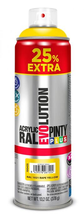Akrila krāsa aerosolā dzeltena RAL 1021 Evolution PintyPlus 500ml (435)