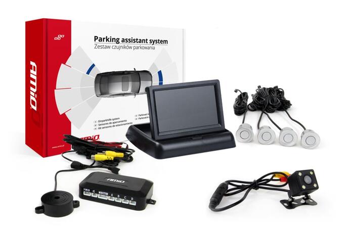 Auto parkošanās sensors TFT02 4,3" with HD-315-LED 4 sensors silver (02719)