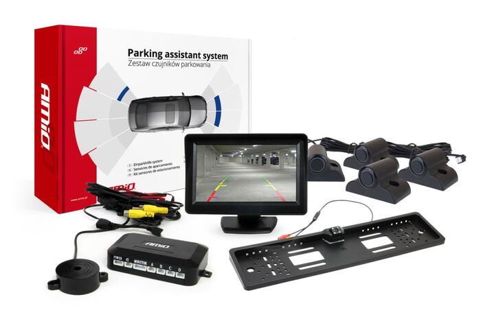 Auto parkošanās sensors TFT01 4,3" with HD-402-LED 4 sensors black Truck (02729)