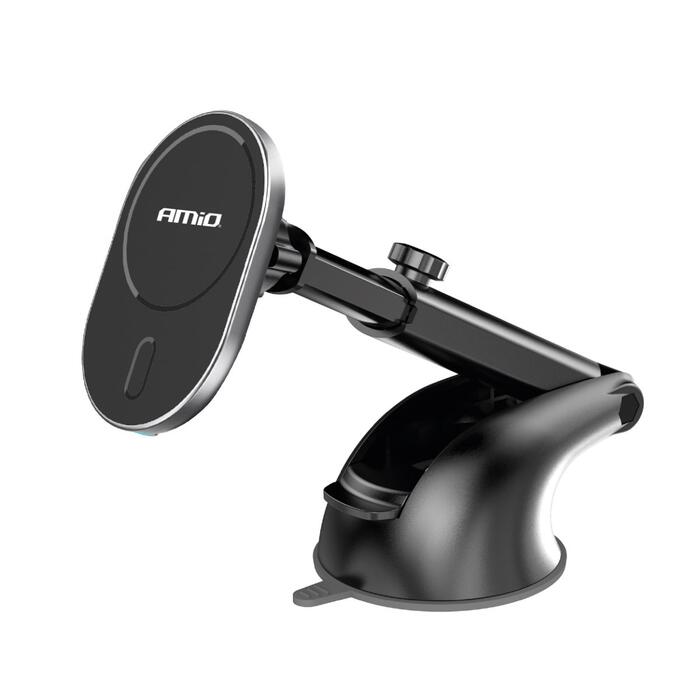 Auto telefona turētājs Suction mount Phone Holder with Wireless Charger My Mag 15W AMIO-03771 (03771)