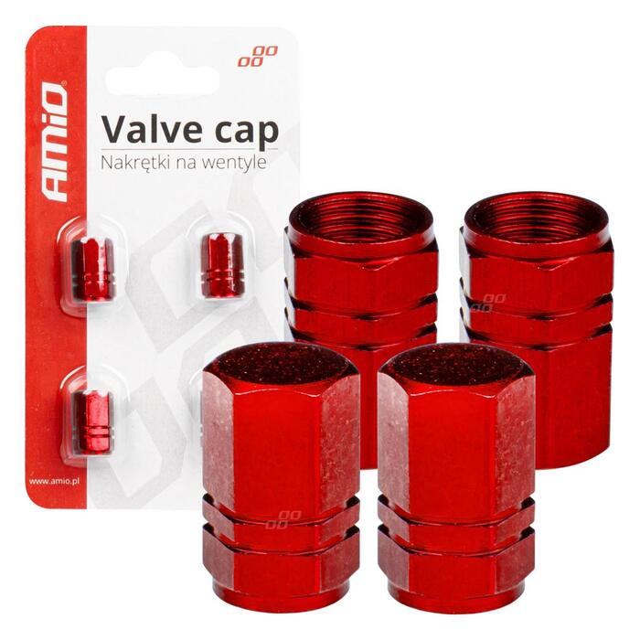 Alumīnija auto ventiļu vāciņi micītes red 4 pcs (02238)