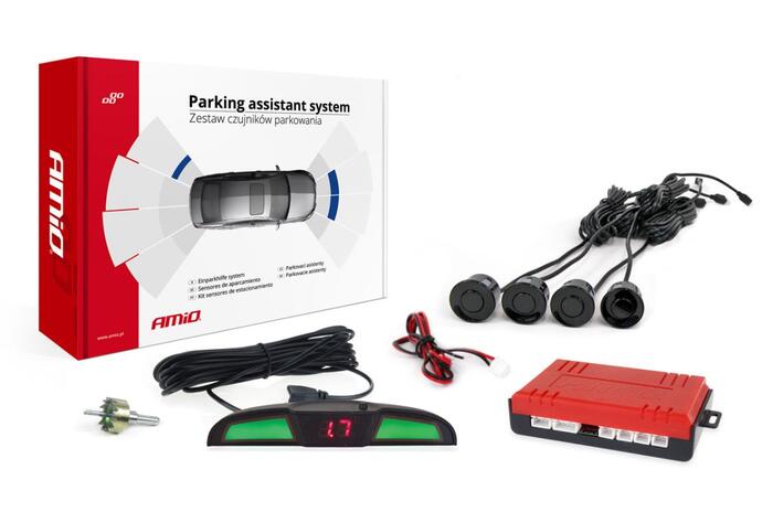 Auto parkošanās sensors LED COB 4 sensor black (02281)