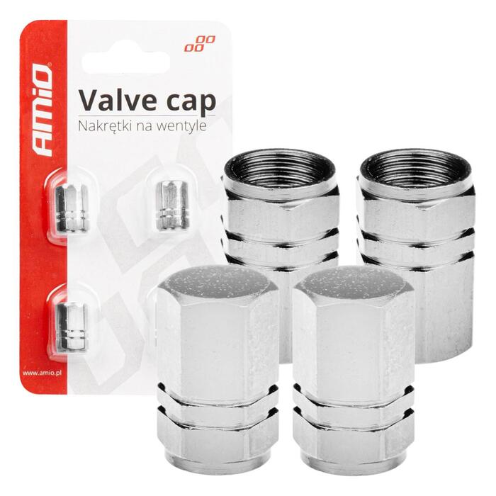 Alimīnija auto ventiļu vāciņi micītes silver 4 pcs (02236)