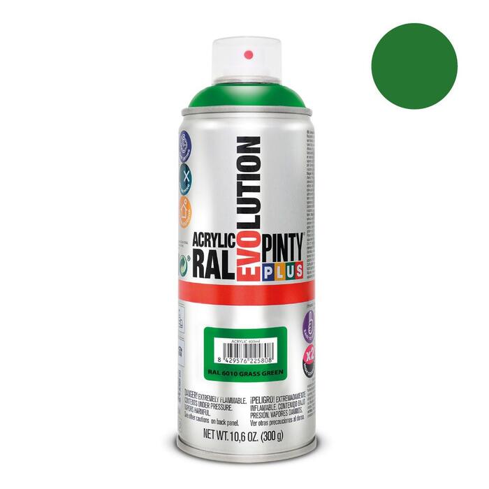 Akrila krāsa aerosolā zaļa RAL6010 Evolution PintyPlus 400ml (553)