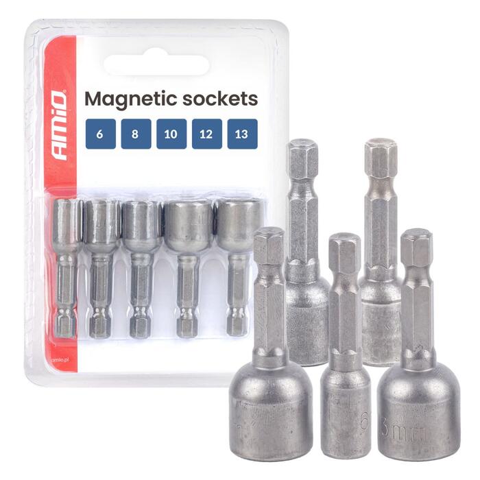 Magnetic sockets 5el. 6-8-10-12-13mm AMIO-04937 (04937)