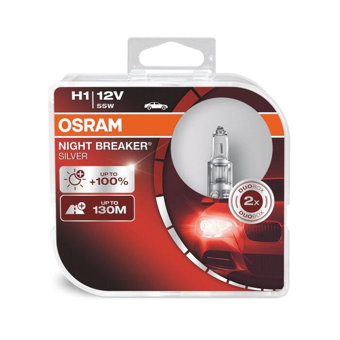 OSRAM Halogēnspuldzes 2gb. H1 NIGHT BREAKER