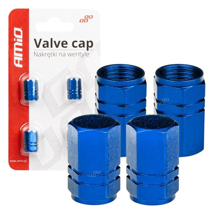 Alimīnija auto ventiļu vāciņi micītes blue 4 pcs (02239)