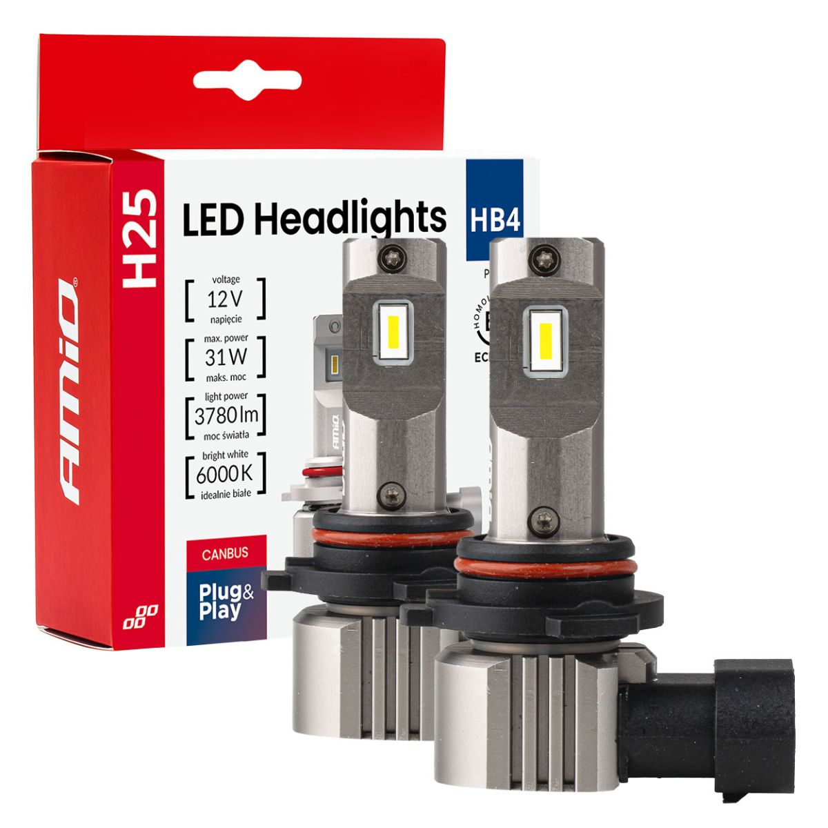 LED Headlights Series H25 CANBUS HB4 9006 12V 31W AMIO-04715 (04715)