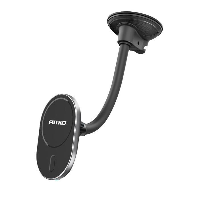 Auto telefona turētājs  Suction mount Phone Holder with Wireless Charger My Mag 15W AMIO-03772 (03772)