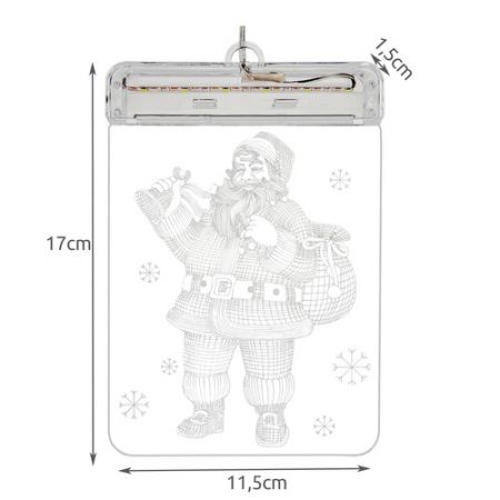 Витраж LED 3D Санта Новогодний декор (P17224)