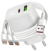 Быстрое сетевое зарядное устройство для телефона 20W кабель 3в1 (P04141)