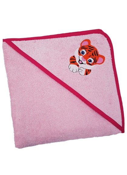 ДЕТСКОЕ ПОЛОТЕНЦЕ С КАПЮШОНОМ ТИГРЕНОК PINK