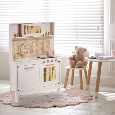 Bērnu koka virtuve retro stilā ar aksesuāriem 100cm (6284)