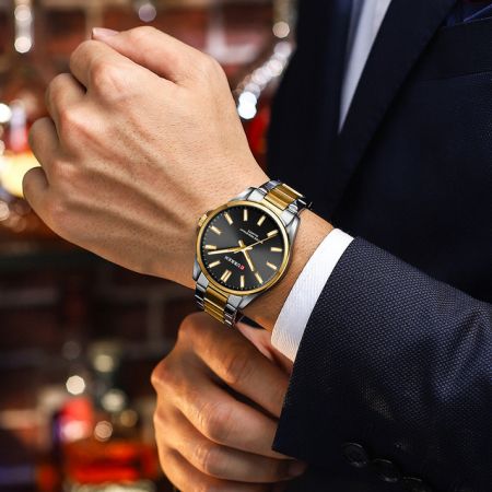 CURREN Vīriešu rokas pulkstenis 9090G (ZC041B) + BOX gold/silver